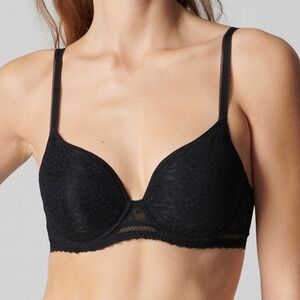 NEW Simone Pérèle Comèt 3D Plunge Spacer Lace Underwire Bra 12S316 Black 015